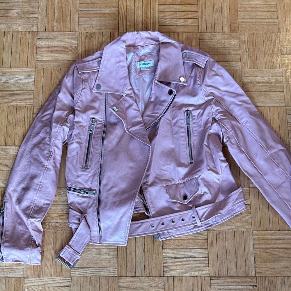 Noize Dusty Pink Leather Moto Jacket